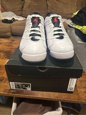 Jordan Men’s White/Black/Red Low-Top Sneakers